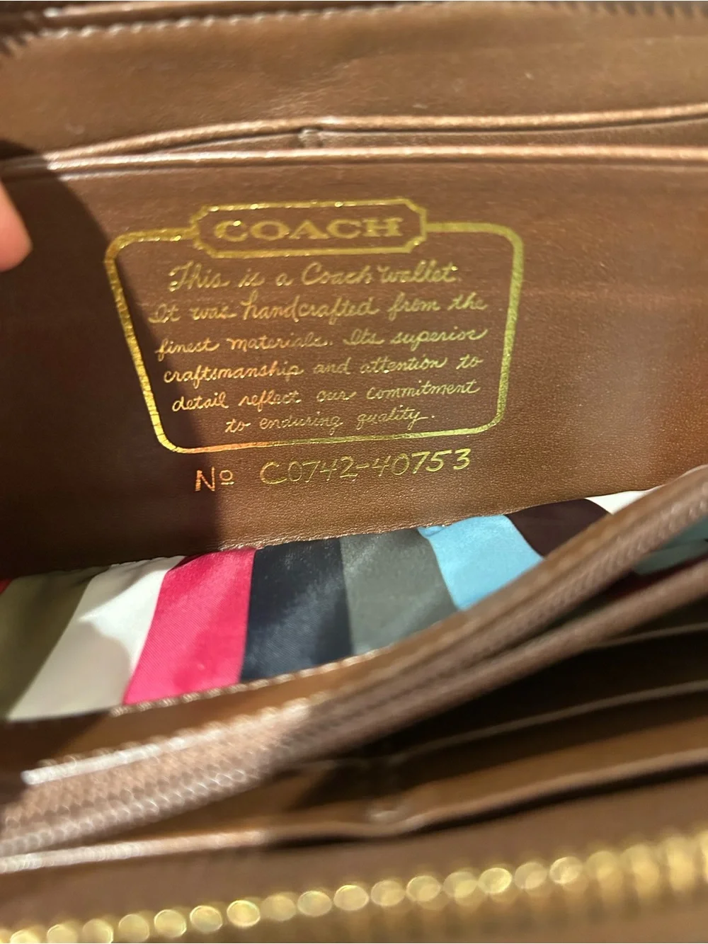 Coach Legacy Signature Striped Denim Accordion Zipper Wallet